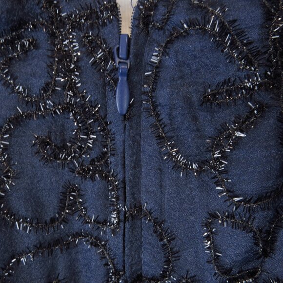 Kensie Girl Soutache Organza Blue Dress Girl's Size 5 Tinsel Ribbon Accent - Picture 5 of 9